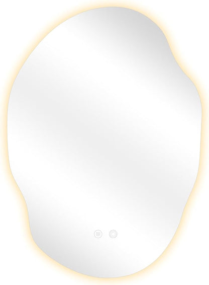 Asymmetrical Bathroom Mirror with Lights,Irregular LED Bathroom Vanity Mirror with Backlit,Anti-Fog,3 Colors and Dimmable Light with Memory,Hardwired Supported[Horizontal/Vertical] 35" H x 25" W