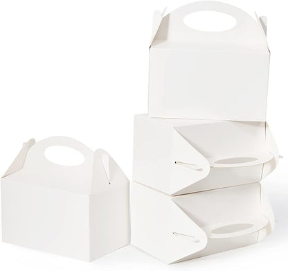 12 Pcs Small Party Treat Boxes, 6 Inch Candy Cookie Goodie Gift Bags Gable Box for Kids Birthday Party, White