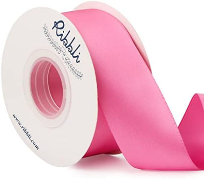 Ribbli Hot Pink Double Faced Satin Ribbon,1-1/2” x Continuous 25 Yards,Use for Bows Bouquet,Gift Wrapping,Floral Arrangement