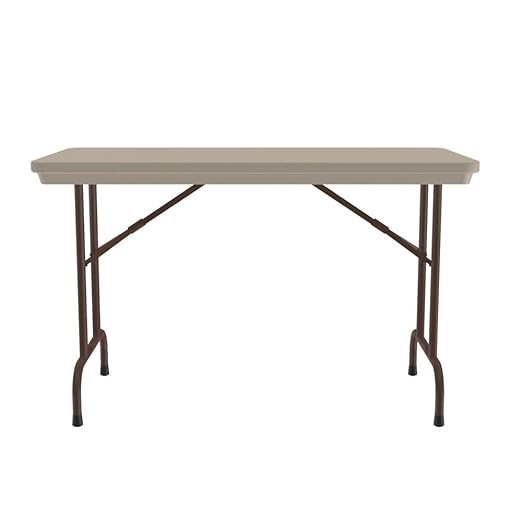Correll 24"x48" Commercial Folding Table, Mocha Granite Light Weight, Waterproof, Virtually Indestructible Blow Molded Plastic Top, Steel Ladder Frame, Made in The USA
