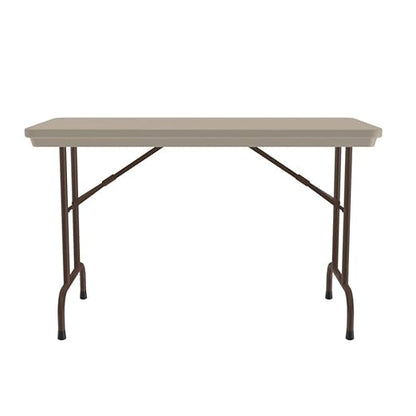 Correll 24"x48" Commercial Folding Table, Mocha Granite Light Weight, Waterproof, Virtually Indestructible Blow Molded Plastic Top, Steel Ladder Frame, Made in The USA
