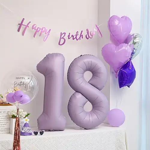 Lilac 7 Balloon, Number Balloons 40 Inch, Lavender 7th Birthday Decorations for Girls Kids, Party Decoration for Women, Number 7 Balloon