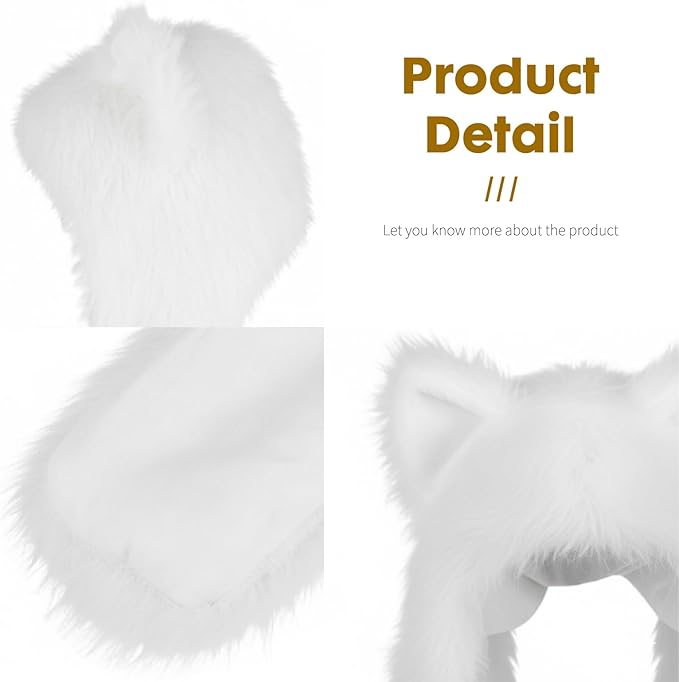 ShellKingdom Plush Novelty Animal Hat,3 in 1 Function Faux Fur Full Animal Hood Hat Winter Warmer Cap