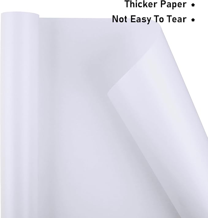 NESCCI White Matte Wrapping Paper,Solid Color Pearly-Lustre Paper,Gift Wrapping Paper,Perfect for Wedding,Valentine's Day,Birthday, Christmas,Baby Shower,DIY Bouquet (17 Inches X 32.8 Feet)