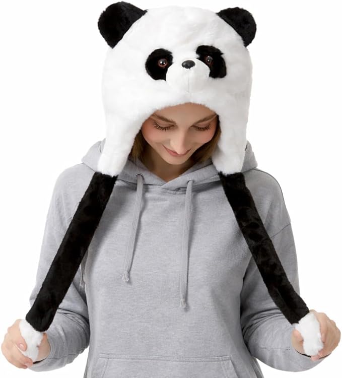 Surblue Animal Hat with Ears Moving Jumping Winter Plush Cap Halloween Christmas Party for Adult Teenager, One Size