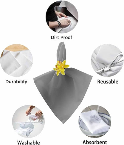 Gray Ombre Cloth Napkins Set of 4 Reusable Dinner Napkins, Modern Abstract Art Cocktail Napkin, Farmhouse Gradient Washable Table Napkins for Wedding/Holiday Party/Baby Shower 20"x20"