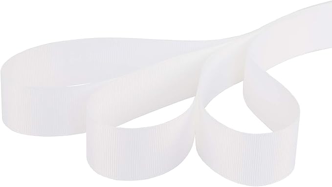 Ribbonitlux 1" Wide Solid Grosgrain Ribbon 25 Yards (029-White）, Set for Gift Wrapping, Party Decor, Sewing Applications, Wedding and Craft