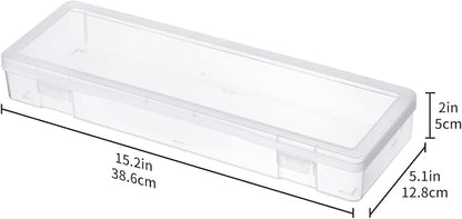 novelinks Plastic Clear Storage Containers for Organizing, Craft Storage Organizers and Stackable Storage Bins with Lids for Pencil Box, Bead, Cookie Cutter, Board Game (6 Pack Large)