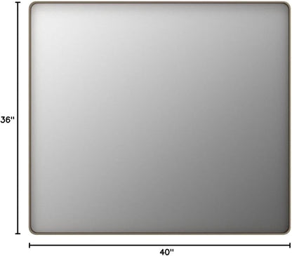 LOAAO 40”X36” Bronze Bathroom Mirrors for Vanity, Rounded Rectangle Brushed Bronze Metal Frame Mirror, Anti-Rust, Tempered Glass, Hangs Horizontally or Vertically