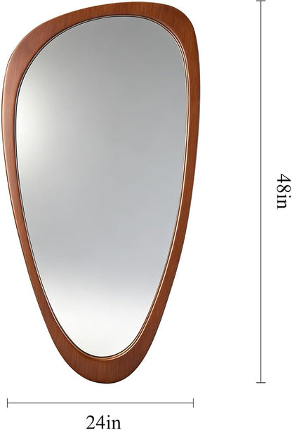 Ferytange Asymmetrical Full Length Mirror, 48" H x 24" W Irregular Boho Decorative Wall Mirror, Mid Century Modern Wall Art for Living Room Bedroom Entryway Hall