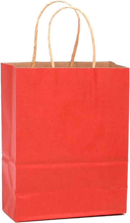 qiqee 32-Packs Red Paper Gift Bags with Handles Bulk 8.26"×6"×3.15" Small Size Gift Bags Multiple Uses（Small Size）