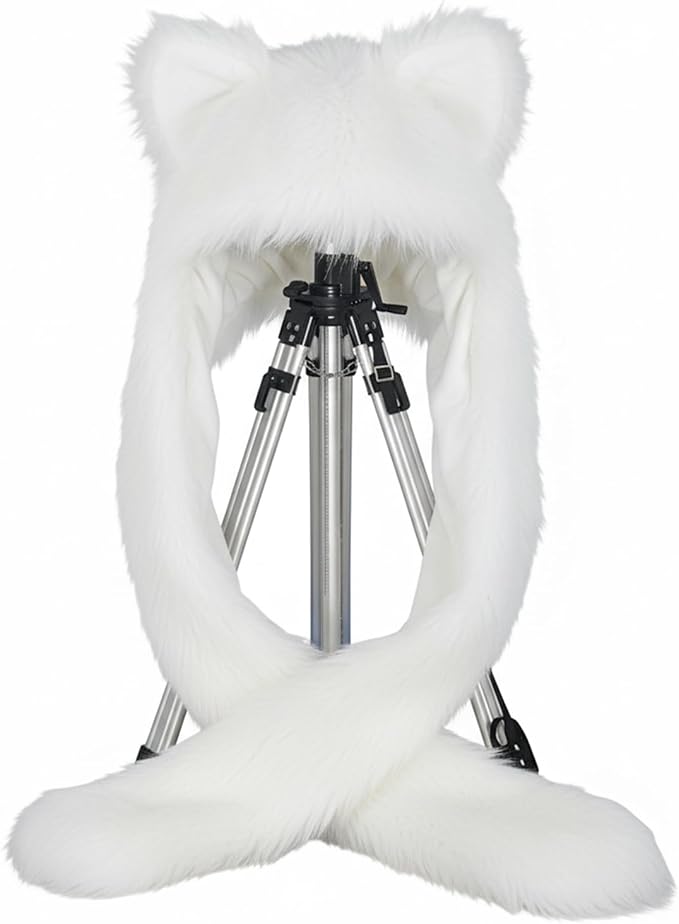 ShellKingdom Plush Novelty Animal Hat,3 in 1 Function Faux Fur Full Animal Hood Hat Winter Warmer Cap