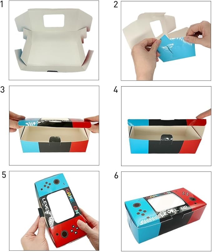 Shescrzionu Video Game Party Favors Boxes 12 PCS-Perfect Party Favor Boxes with Window,Game On Birthday Decorations Video Game Birthday Decorations,Game Bags Aa03