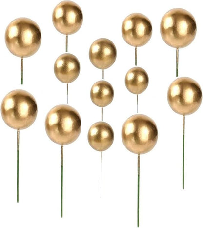 Mini Balloon Cake Toppers Round Gold Ball Cupcake Toppers Cake Decorations for Birthday Wedding Anniversary Valentines Party Cake Decoration Supplies 25 PCS (Gold)