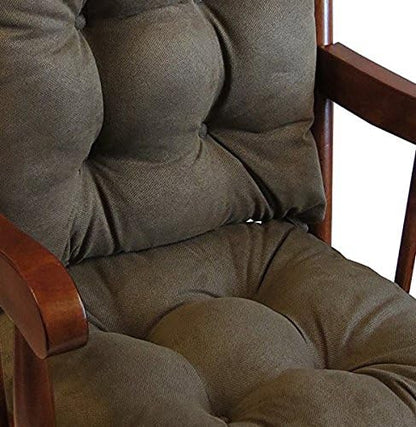 Klear Vu Omega Non-Slip Rocking Chair Cushion Set, Assembled in USA, Thick Padding & Tufted Design, Includes Seat Pad & Back Pillow with Ties, 17x17 Inches, 2-Piece Set, Honeycomb Chocolate