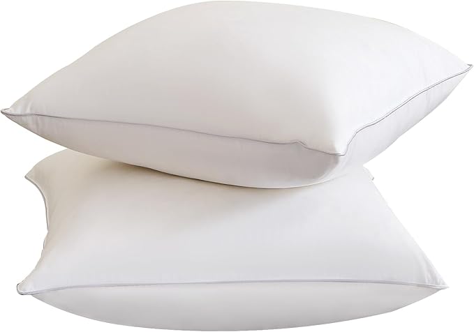 Throw Pillow Insert (Pack of 2, White), Goose Feather and Polyeser Throw Pillow for Decorative Cushion Bed Couch Sofa - Non-Deforming Over Time (18x18 Inch (Pack of 2))