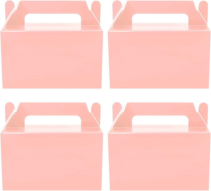 Oletx 12Pcs Pink Gable Gift Boxes, Party Favor Treat Box, Goodie Box, Cookie Candy Box for Princess Birthday Party, Baby Girl Shower, Classroom Activity and Any Fun Occation Decoration Supplies.