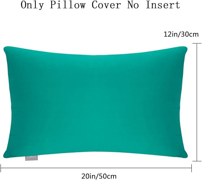 Thmyo 4-Pack 100% Cotton Lumbar Comfortable Solid Decorative Throw Pillow Case, Rectangle Cushion Cover Pillowcase Sublimation Blank Pillow Covers DIY Throw Pillowcase(12x20inch/30x50cm, Lake Blue)