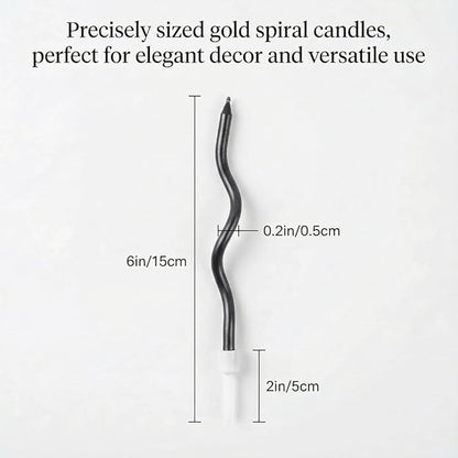 12-Count Spiral Birthday Candles, Long Twisty Party Candles with Candle Holders, Long Burning for Weddings, Birthdays, Party Decorations, Cupcakes, Anniversary and Meetups (Black)