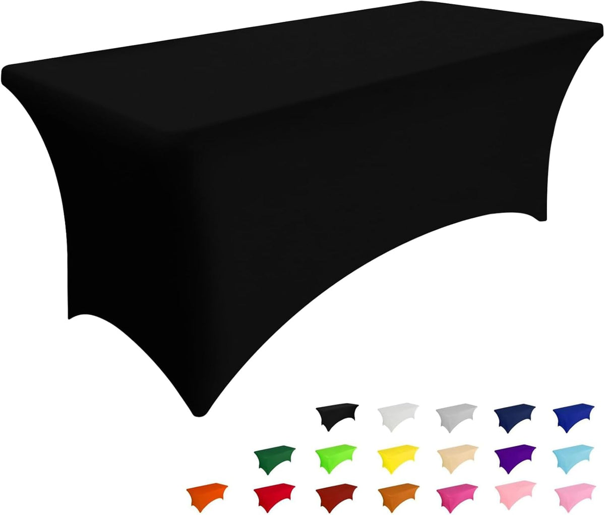 Smiry Spandex Table Cloth 5FT, Elastic Fitted Stretch Tablecloths, Washable and Wrinkle Free Rectangular Patio Table Cover for Outdoor, Wedding, Banquet & Parties (Black, 60Lx30Wx30H Inch)