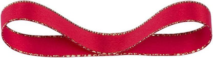 3/8" Double Face Satin Ribbon with Gold Edge 25 Yards (250-Red), Set for Gift Wrapping, Party Decor, Wedding and Craft
