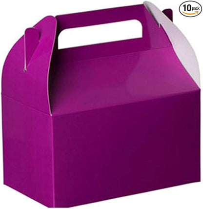 Hammont Candy Boxes Party Favors - 10 Pack Paper Gable Boxes - Ariel Birthday Party Supplies Favor Boxes - Mermaid Birthday Bag & Party Treat Box for Goodies & Gifts –- 6.25" X 3.75" X 3.5" (Purple)