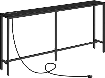 MAHANCRIS Console Table with Power Outlet, Industrial Entryway Table with USB