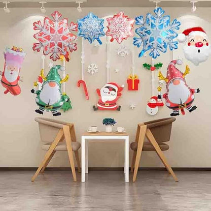 Santa Claus Christmas Balloons Set - Foil Socks Snowflake X-mas Spirit - Party Supplies Decorations