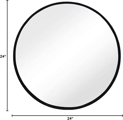 Sunniry Black Round Mirror, Round Mirror 24 inch, Black Circle Mirrors Matte Metal Frame, Wall Mounted Mirrors for Living Room, Bathroom, Wall, Entryway.