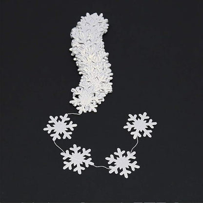 Cheerland Clearance Winter Wonderland Decorations White Snowflake Garland Hanging Paper Snowflakes Decor Snow Flake Streamer for Birthday Holiday Baby Shower Office Classroom January Party Supplies