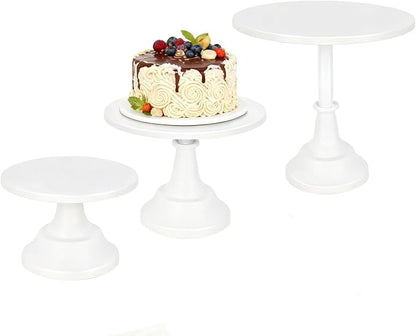 3-Pack White Metal Cake Stand Set, 8/10/12 Inch Tiered Display Stand with Pedestal Base for Wedding, Birthday, Baby Shower, Party Dessert Table
