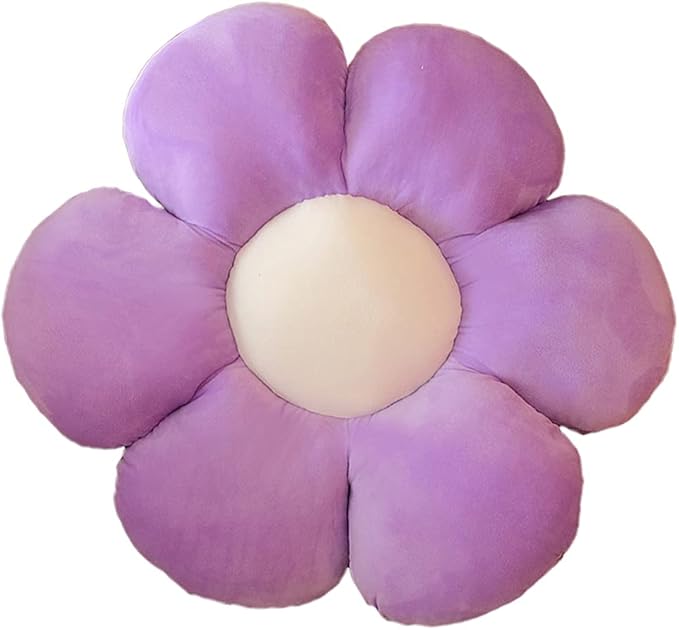 lannery Flower Plush Throw Pillows, Flower Floor Pillow Seating Cushion Toy for Reading, Room, Watching TV (25.6", Purple)