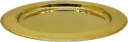 13-Inch Stainless Steel Beaded Charger Plates, Gold Dinner Plate Chargers Set of 6, Round Server Ware
