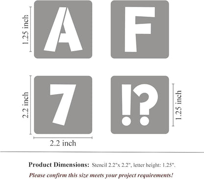 REOLAN 1.25 Inch Letter Stencils for Painting - 42 Pack Alphabet Letter and Number Stencil Templates with Signs for Painting, Reusable Letters Numbers Stencils for Chalkboard Wood Crafts & Wall Decor