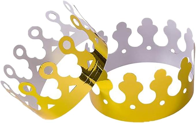 The Dreidel Company Adjustable Gold Foil Crown Birthday Party Paper Crowns, 2 Designs, Party Supplies, Gatherings, & Events