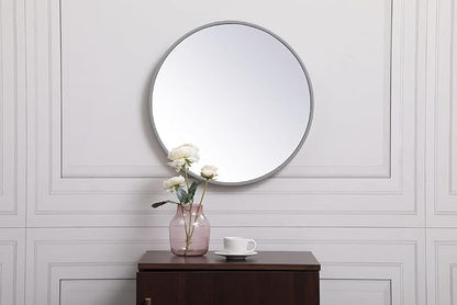 Elegant Decor Eternity Home Office Decorative Round Framed Wall Mirror, 18" L x 18" H - Black