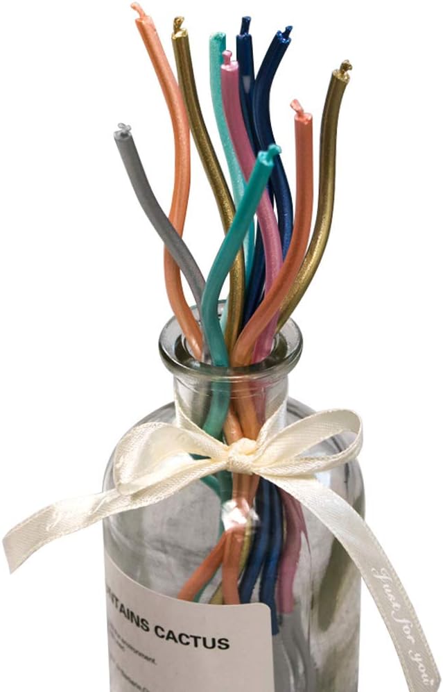 Twisty Birthday Candles Set,Metallic Colorful Curly Coil Candles,Creative Fun Long Thin Wedding Birthday Candles Set,Party Supplies,Cake Decoration,6 Pack (Silver)