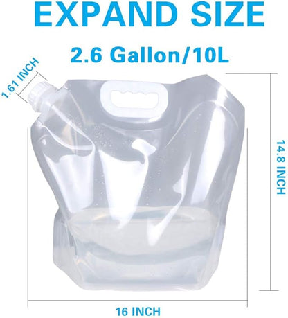 Soddeph Collapsible Water Container Bag, BPA Free Food Grade Clear Plastic Storage Jug for Sport Camping Riding Mountaineer,Freezable, Food Grade (8-pack-2.6Gal)