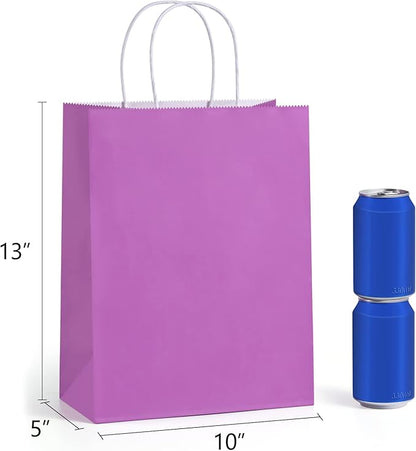 BagDream 24Pcs 10x5x13 Kraft Paper Party Favor Gift Bags with Handles Assorted Rainbow Colors for Wedding, Baby Shower, Birthday, Gifts, Shopping and Party Supplies