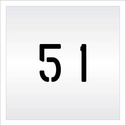 Pavement, Curb, and WheelStop Stencils - 4 inch Double Number Stencil - (51) - 4" x 4" x 1/8" (128 mil) - Pro-Grade