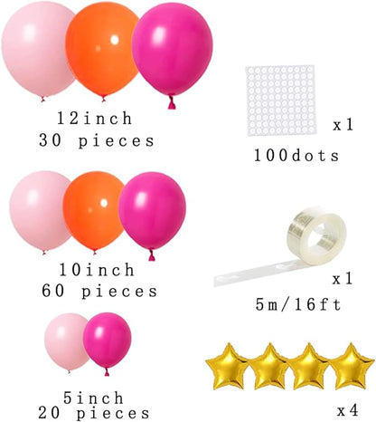 Pink Orange Balloon Garland Arch Kit, Rose Red, Light Pink and Orange Balloons Birthday Balloon for Wedding Bridal Shower Bachelorette Birthday Graduation Party Decorations
