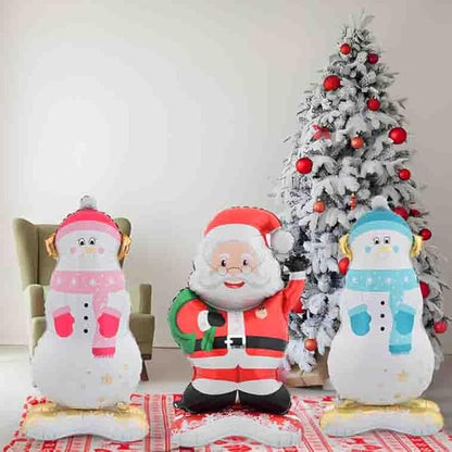 Christmas Ballooons Giant Standing Snowman Balloons Large Santa Claus Balloon with Base for Christmas-Themed Party Birthday Party Supplies Decorations 3 PCS
