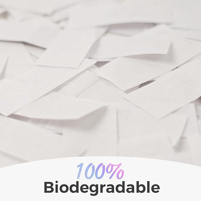 [6 Pack] 12 Inch Biodegradable White Confetti Poppers | Confetti Cannons for Wedding Celebration, Birthday PartyChristmas Eve and New Year Celebration