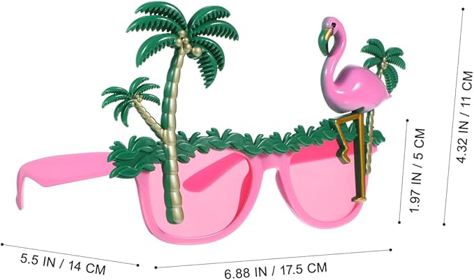 NUOBESTY Flamingo Party Glasses 2Pcs Hawaiian Sunglasses with Coconut Tree Design Lightweight Fun Photo Booth Props for Summer Beach Poolside Celebrations