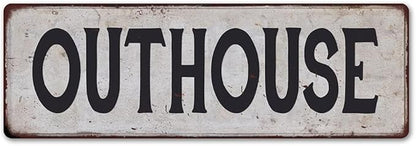 OUTHOUSE Vintage Look Rustic Metal Sign Plaque Retro Signs Wall Decor 6 x 18 Matte Finish Metal 106180035037