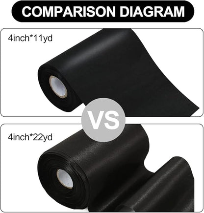 TONIFUL 4 Inch x 11 Yards Wide Black Satin Ribbon Solid Fabric Large Ribbon for Cutting Ceremony Kit Grand Opening Chair Sash Table Hair Car Bows Sewing Craft Gift Wrapping Wedding Party Decoration