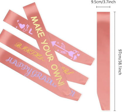 12 Pcs Blank Satin Sash Party Decorations Plain Sash Rose Gold Sash Bridal Shower Decorations Sashes for Birthday, Wedding, Graduation, DIY, Beauty Pageant, Hen Party, Homecoming, Make Your Own Sash