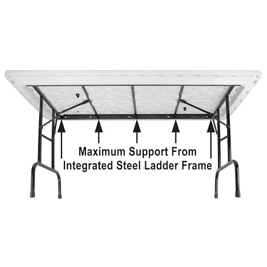 Correll 30"x96" Commercial Folding Table, Mocha Granite Light Weight, Waterproof, Virtually Indestructible Blow Molded Plastic Top, Steel Ladder Frame, Made in The USA