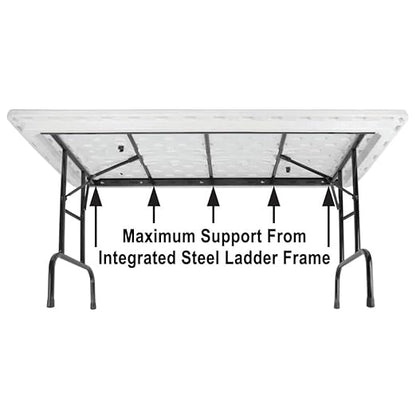 Correll 30"x96" Commercial Folding Table, Mocha Granite Light Weight, Waterproof, Virtually Indestructible Blow Molded Plastic Top, Steel Ladder Frame, Made in The USA
