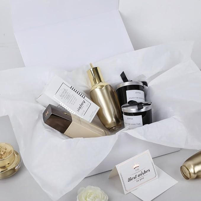 UoeRing 6 Pack White Gift Box 9.5x6x3 inch Small Luxury Gift Box for Presents with Magnetic Lid Collapsible,Bridesmaid Proposal,Contains Card, Ribbon, Tissue Paper,Shredded Paper Fille